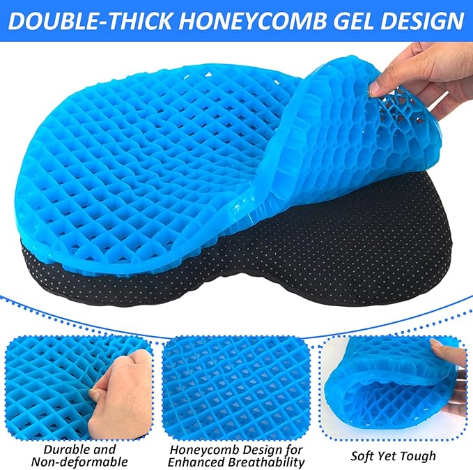 2 Pack Anti Slip Kayak Seat Cushion Thick Waterproof-Gel Breathable U Shape Seats Pad with Non-Slip Cover for Sit in Inflatable Kayak Canoe & Boat Kayak Accessories for Fishing Kayak