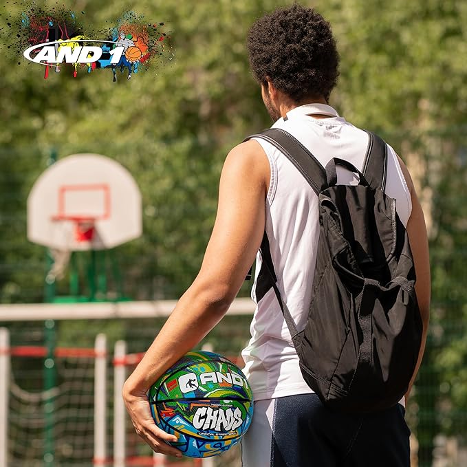 AND1 Chaos Rubber Basketball: Official Regulation Size 7 (29.5 inches) Rubber Basketball - Deep Channel Construction Streetball, Made for Indoor Outdoor