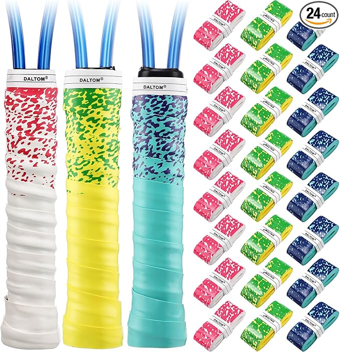 Jerify 24 Pieces Tennis Racket Grip Tape, Precut Badminton Racket Overgrips Tape with Velvety Comfort for Anti Slip and Absorbent Grip