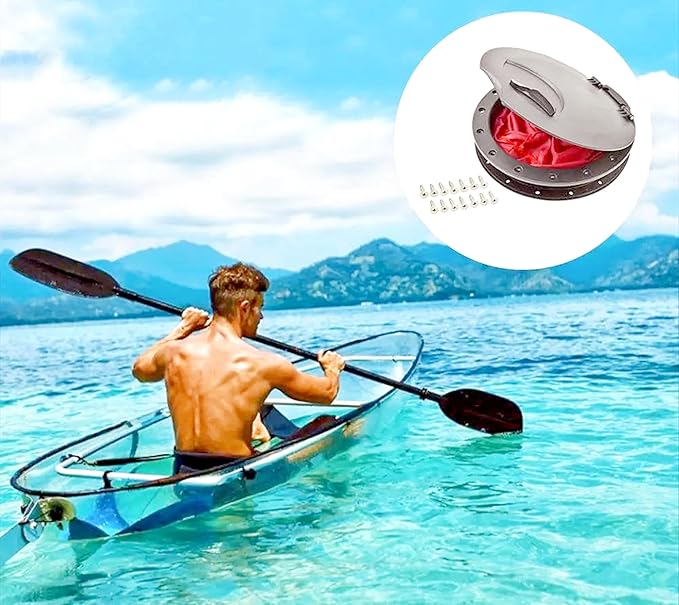 Hatch Cover Deck Plate ABS Easy Install Accessories Hatch Cover with Red Waterproof Bag and Fasteners for Kayak Boat Fishing Rigging