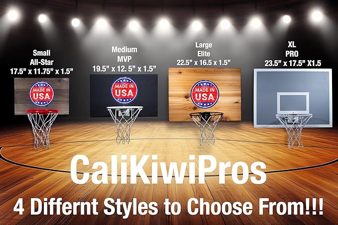 CALIKIWIPROS Mini Basketball Hoop Set Pro League Decorative Solid Wood Wall Mount, Includes 9’ Hoop & 5 mini Basketballs, Classic Look with Colors Matching Some pro Teams.