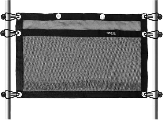 Boat Storage Bag,Polyester Boat Mesh Suspended Storage Bag,Black Boats Storage Mesh Pocket,Boat Seat Storage Bag for Leaning Post with 6 Positioning Elastic Loops. (24" L x 15" W)
