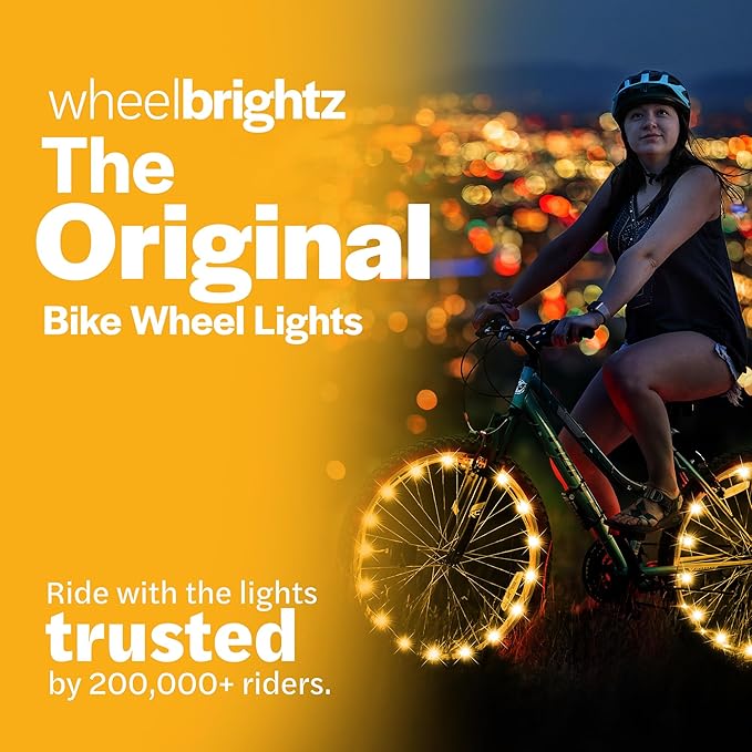 Brightz WheelBrightz LED Bike Wheel Lights - 2025 Edition with Superior Straps & LED-Weatherproof Shield! 14 Colors - Unmatched Durability, Visibility & 48+ Hours of Dazzling Illumination