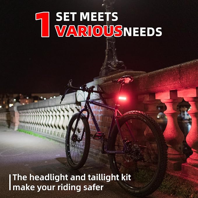 Canway Bicycle Rear Light Red/Blue, Bike Tail Light Rechargeable 168 Lumens Bike Tail Light Battery USB C 500mah Turn Signals 5 Modes Waterproof Safety for Road Mountain Night Riding