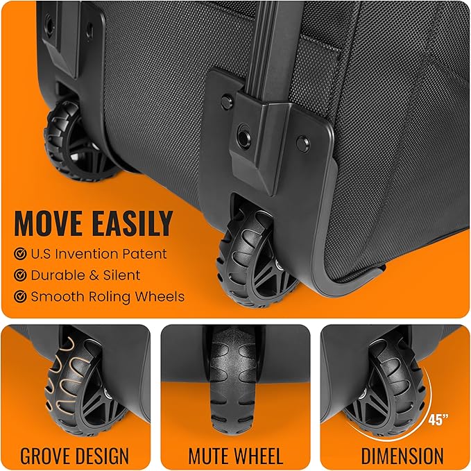 Baseball Catcher's Gear Bag with Wheels and Multiple Pockets to Hold Cleats, Bats & Baseball Gloves, Breathable Rolling Ripstop Backpack with Fence Hook.