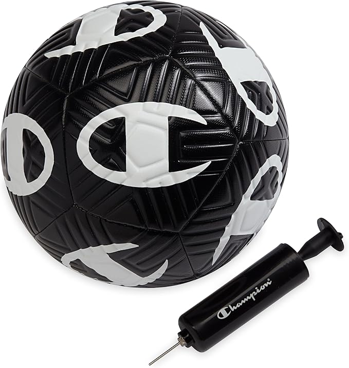Champion Youth & Adult Soccer Ball - Paneled Design, Enhanced Control, Durable Cover & Butyl Bladder, for Indoor & Outdoor Training, Sizes 3, 4, 5, Includes 6" Pump