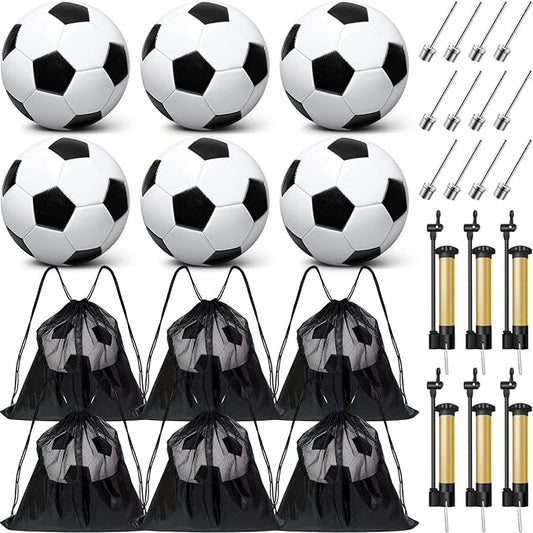 6 Pack Operation Deflated Christmas Soccer Ball with Pump for Child,Items Bulk Deals Soccer Balls,Classic Soccer Balls with Mesh Sport Bag Pump Needle for Shoebox Gift Fillers Charity Donations