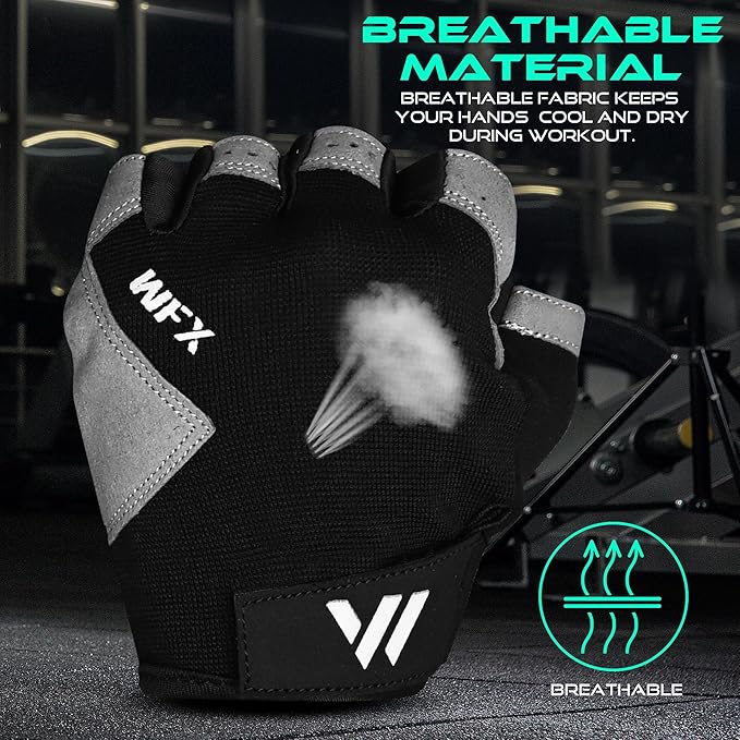 Gym Gloves Fitness Training Anti Slip Shock-Absorbing Weight Lifting Gloves Padded Grip Breathable Fingerless Workout Support for Men Women Cycling Exercise