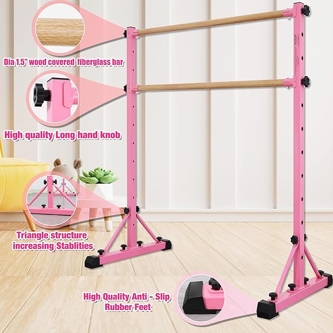 Adjustable Ballet Barre,Portable Dance bar,Fitness Equipment for Dance & Balance Excercise,Super Sturdy for Balance Workout,Weight Limit 250 LBS