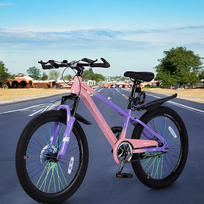 20'' Kids Mountain Bike for 7-10 Years Old Boys Girls, Kids Retro Cruiser Bike Hybrid Kids Bike Carbon Steel/Lightweight Aluminum Frame, Kids' Bicycles for Boys Girls Beginner Level Riders