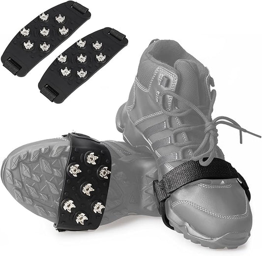 Crampon Traction Cleats Anti-Skid Traction Grips Crampons Spikes 7 Point Cleats for Footwear for Walking, Jogging, Hiking, Mountaineering Ice Snow Grips