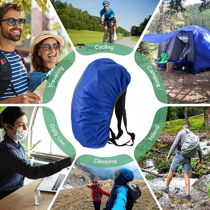 Waterproof Backpack Rain Cover Waterproof Backpack Cover, Bag Rain Cover with A Vertical Reflective Strap for Hiking/Biking/Camping/Outdoor Traveling