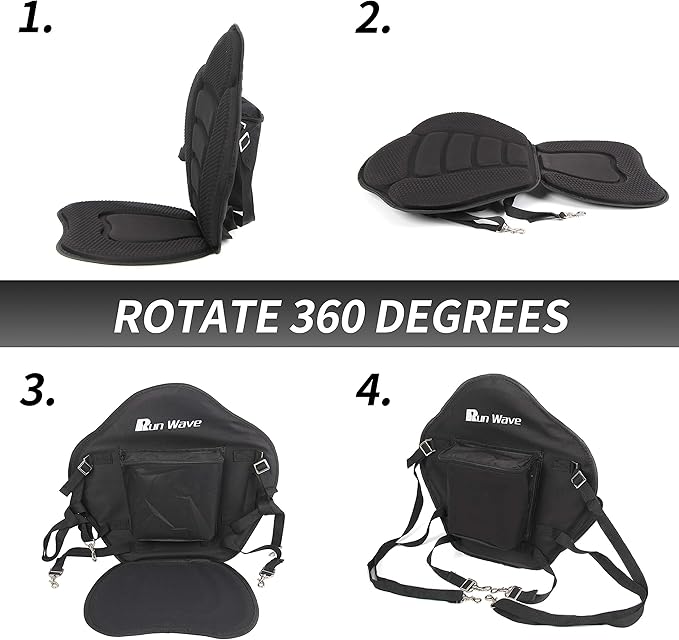 Kayak Seat Luxurious Padded Canoe SUP Seat Adjustable Boat Seat Comfortable Composite Quick Dry Fishing Seat Back Support for Universal Sit