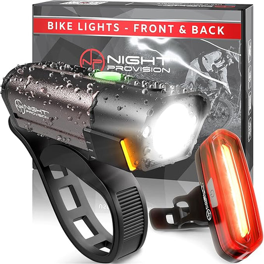 BX-300 USB Rechargeable LED Bike Light Set Front and Back Cycling Safety Lights Best Headlight with New DUO-120 USB Tail Light for Adults Kids Men Women