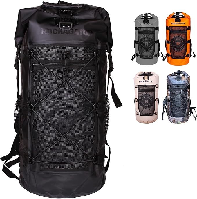 Kanarra 90L Waterproof Backpack for Camping, Hiking, Mountaineering, Backpacking, Hunting, Fishing, Canoeing, Outdoor Activities, The Wet Outdoors - Large Capacity, Roll Top Closure, Black