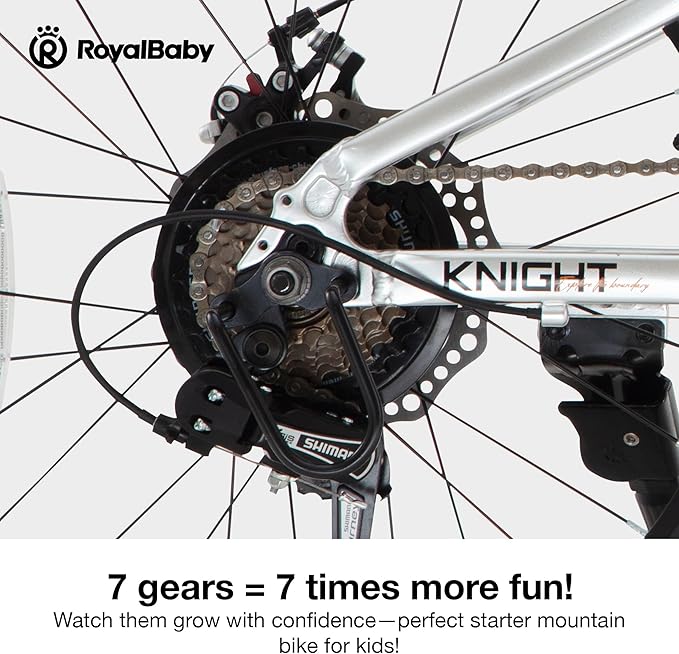 RoyalBaby Kids Mountain Bike for Boys and Girls, Ultra-Light Aluminum 20-24 Inch Wheel Bicycle for 6-14 Years Old Children, 7/21-Speeds Drivetrain