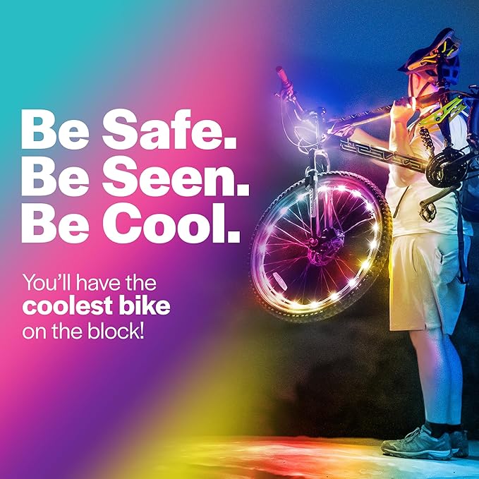 Brightz WheelBrightz LED Bike Wheel Lights - 2025 Edition with Superior Straps & LED-Weatherproof Shield! 14 Colors - Unmatched Durability, Visibility & 48+ Hours of Dazzling Illumination