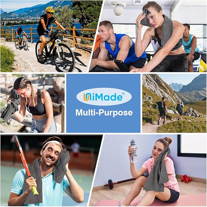 48 Pack Gym Towels Set - Highly Absorbent and Quick Drying Microfiber Salon Towels, Premium Hand Cloths for Bathroom, Gym, Shower, Hotel, and Spa - 16x27 inch (Grey)