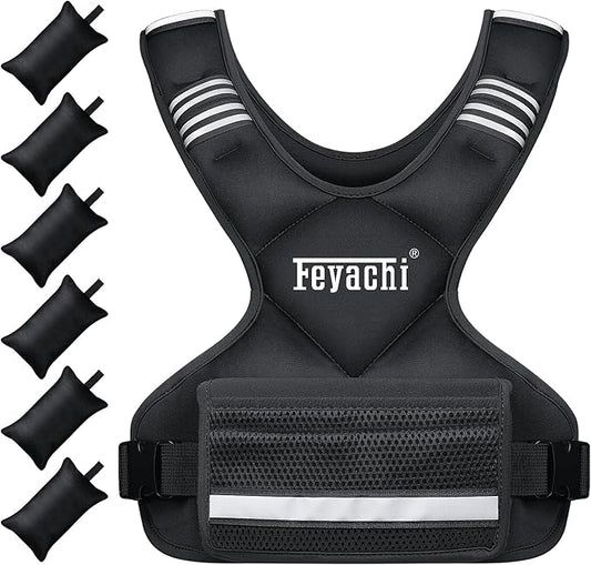 Feyachi Adjustable Weighted Vest - 3-12 lbs/12-20 lbs/20-32 lbs X Type Weight Vest with Reflective Stripe Ideal for Running Workout and Training