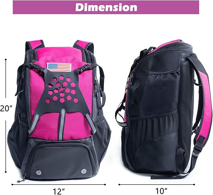 Baseball Backpack for Youth, Boys, Adults - Bat and Softball Equipment Bag With Glove Holder, Helmet, Shoes Compartment - T-Ball Accessories and Baseball Gifts