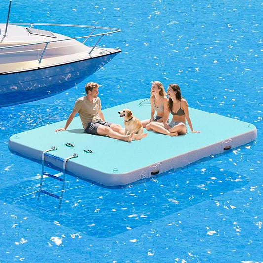 Specraft Inflatable Floating Dock, Non-Slip Air Dock Platform loating Island Raft with Rope Ladder for Pool Lake Beach Ocean