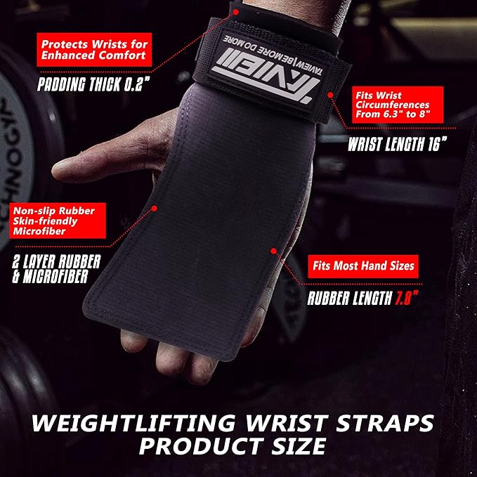 Wrist Straps for Weightlifting for Maximum Grip Support - Lifting Deadlift Strap & Weight Lifting Grips Gloves for Working Out Pull Up Deadlifting & Shrugs