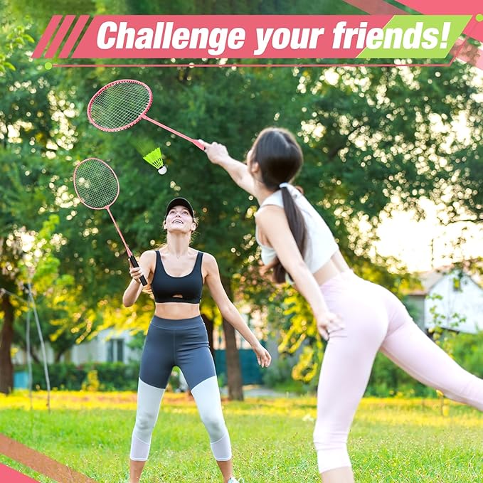 6 Packs Badminton Rackets Set Include 6 Lightweight Rackets 12 Nylon Plastic Shuttlecocks 3 Carrying Bags for Summer Outdoor Backyard Games Sports Beginners Adults