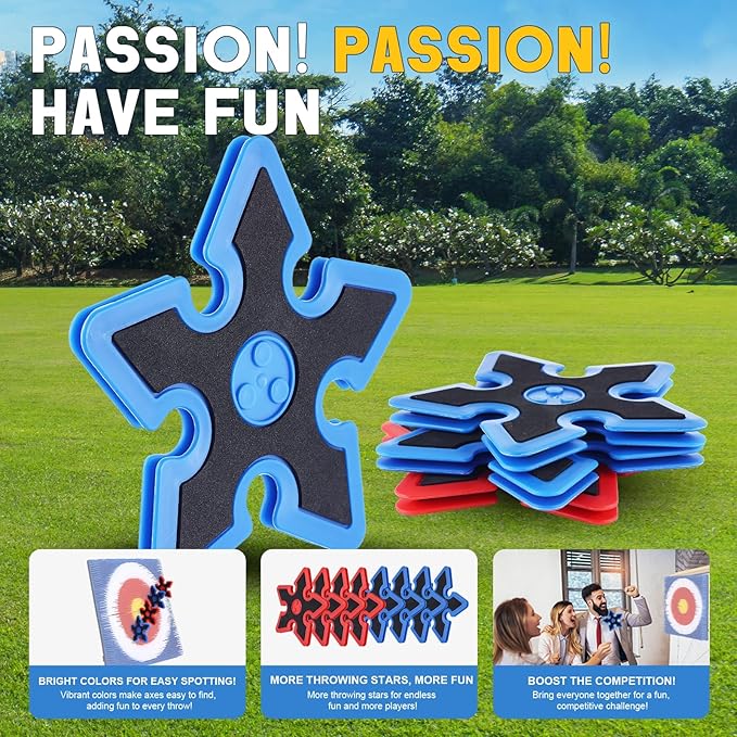 Throwing Axe for Axe Throwing Game for Backyard, Throwing Axe Set with Throwing Star for Outdoor Games, Durable and Fun for All Ages