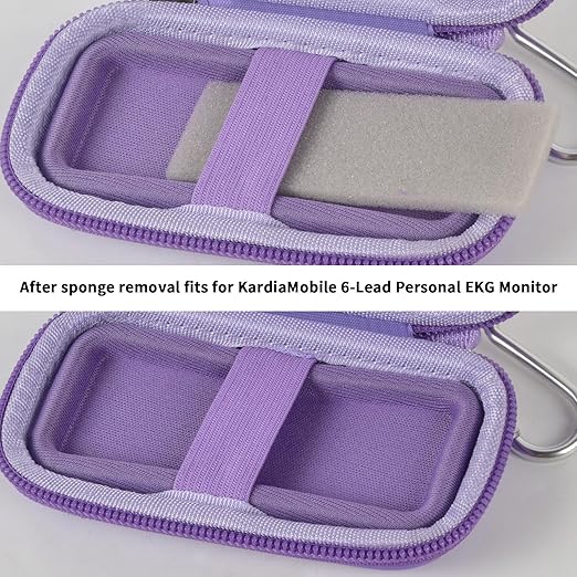 Heart Rate Monitor Case for AliveCor for KardiaMobile 6L / 6L Max 1L Personal EKG Monitor Storage Holder Fits for Cardiac Mobile Portable Heart Rate Monitor Bag Organizer (Pill Box Included) Purple