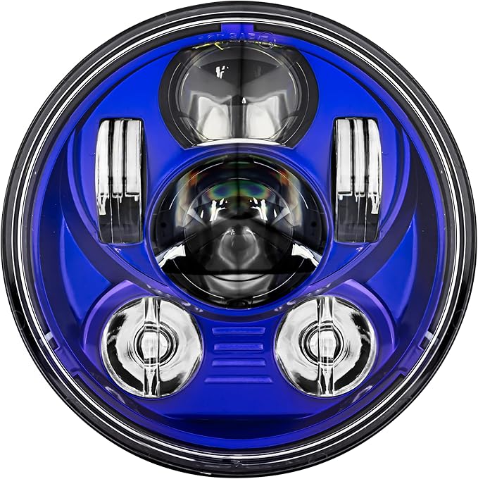 Eagle Lights 5.75 inch Blue LED Projection Headlight - Generation III for Harley Sportster, Indian Scout (Blue)