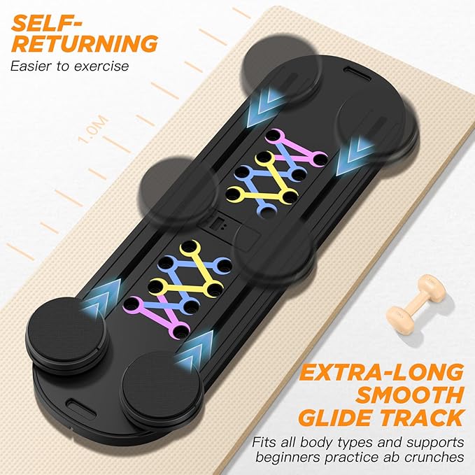 Foldable Pilates Board for Home Workout, 2025 New Pilates Reformer Set with Smart Timer, 7-in-1 Multifunctional Pilates Board Fitness Board, Pilates Reformer Machine Pilates Sliding Board