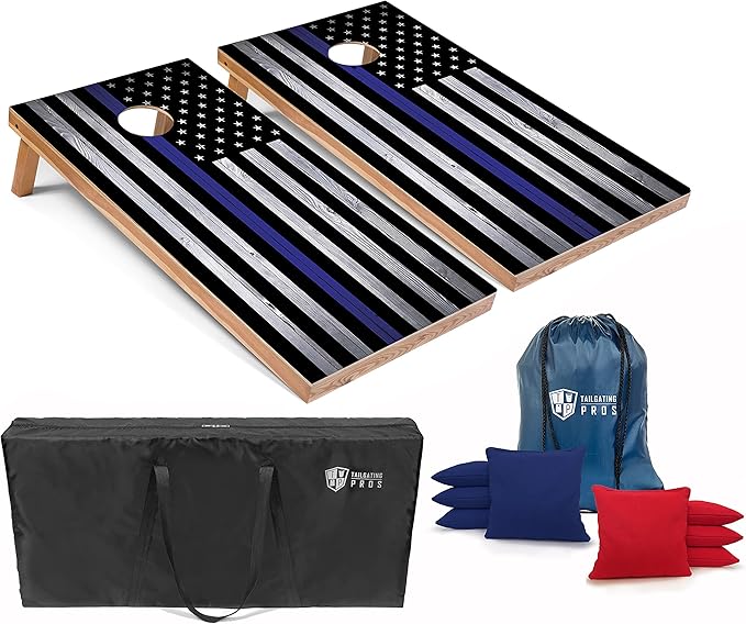 Tailgating Pros Cornhole Board Set w/Bean Bags and Carrying Case - 4'x2' Corn Hole Toss - Tournament and Lightweight Options - Optional LED Lights