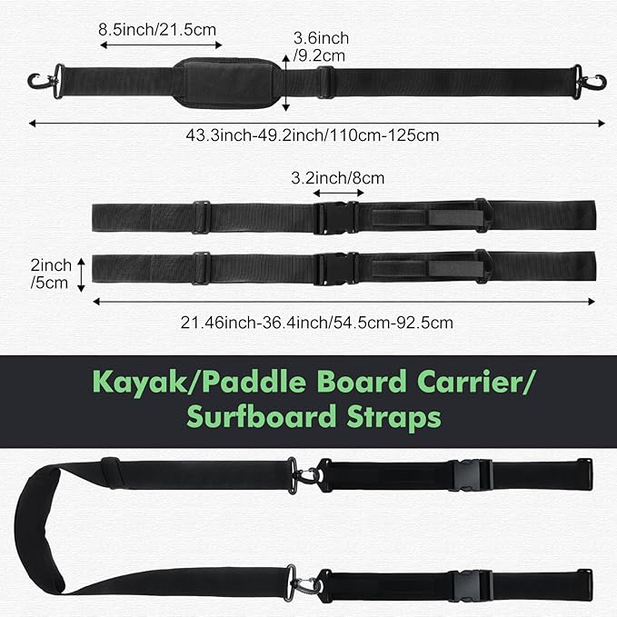 Sanwuta 2 Pack Adjustable Sup Kayak Paddle Board Accessories Surfboard Shoulder Carry Straps for Women and Men