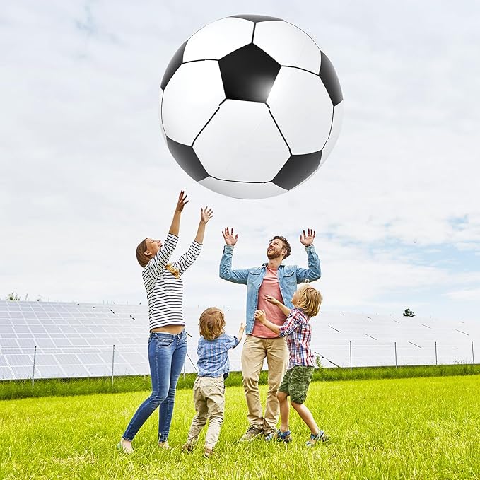 Lewtemi Giant Inflatable Sports Balls Large Inflatable Beach Ball Baseballs Soccer Rainbow Basketball Football for Sport Birthday Party Favor(2 Pcs,Soccer, Baseball,40 Inch)