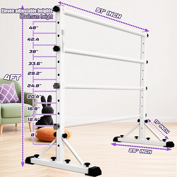 Adjustable Ballet Barre,Portable Dance bar,Fitness Equipment for Dance & Balance Excercise,Super Sturdy for Balance Workout,Weight Limit 250 LBS