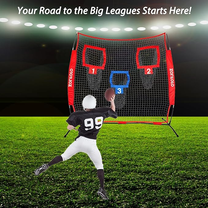 6x6ft Football Training Net, Football Throwing Net with 3 Target Pockets, Portable QB Throwing Practice Equipment with Small Carry Bag,Most Suitable for Kids
