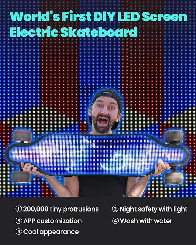 S3/Pixel Rider Electric Skateboards with Remote and Swappable Battery/Top Speed 28 Mph/2 * 600W Motors/12Miles/25Miles Max Range Electric Longboards for Adult＆Beginner