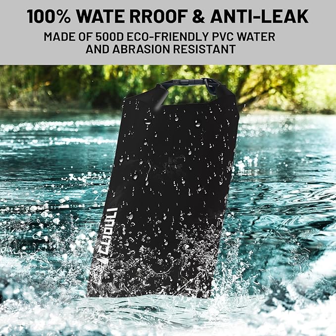 Waterproof Dry Bag,Roll Top Black Small Waterproof Backpack 2L/5L/10L/20L/30L/40L Floating Lightweight Bags for Kayaking, Boating, Fishing, Swimming Camping