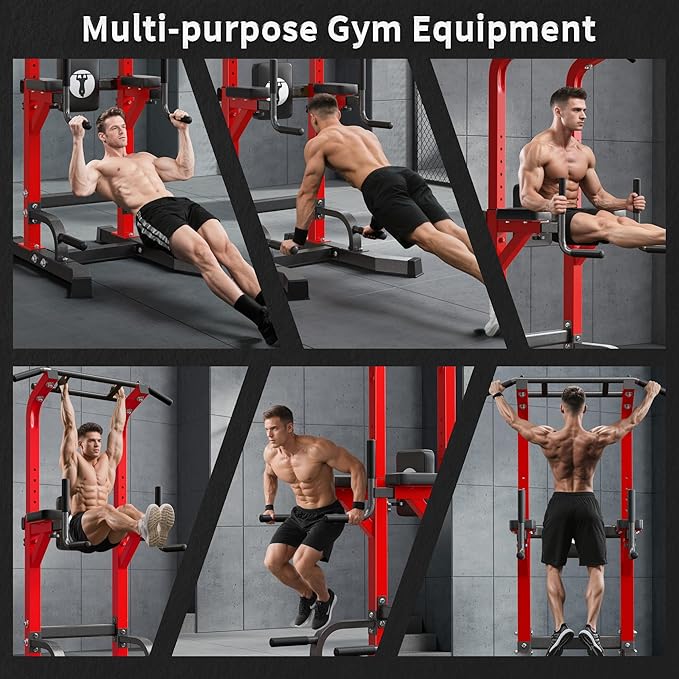 SogesHome Adjustable Pull Up Bar & Dip Station, Heavy Duty 500LB Capacity Multifunctional Home Gym Fitness Equipment for Strength Training, Push Up Stand for Arm, Back, Core & Full Body Workout