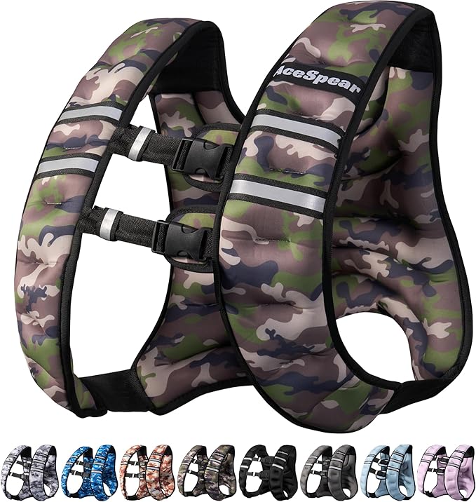 AceSpear Weighted Vest for Men Women 6lbs/8lbs/10lbs/12lbs/14lbs/16lbs/18lbs Body Weight Vest with Reflective Stripe for Running Walking Jogging Fitness Strength Training Workout