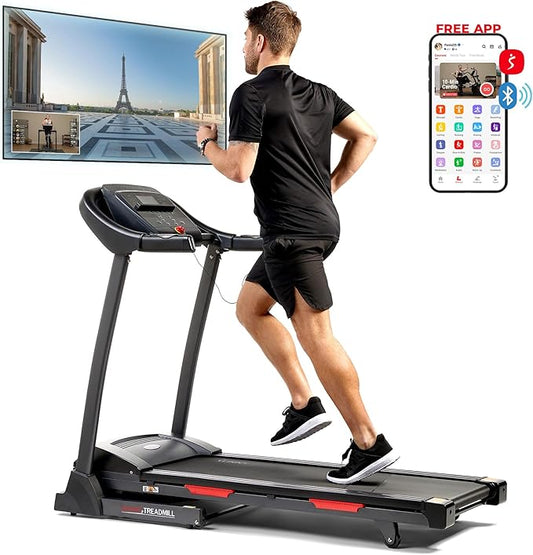 Sunny Health & Fitness Smart Performance Folding Treadmill with Adjustable Incline and Free SunnyFit App Bluetooth Connection