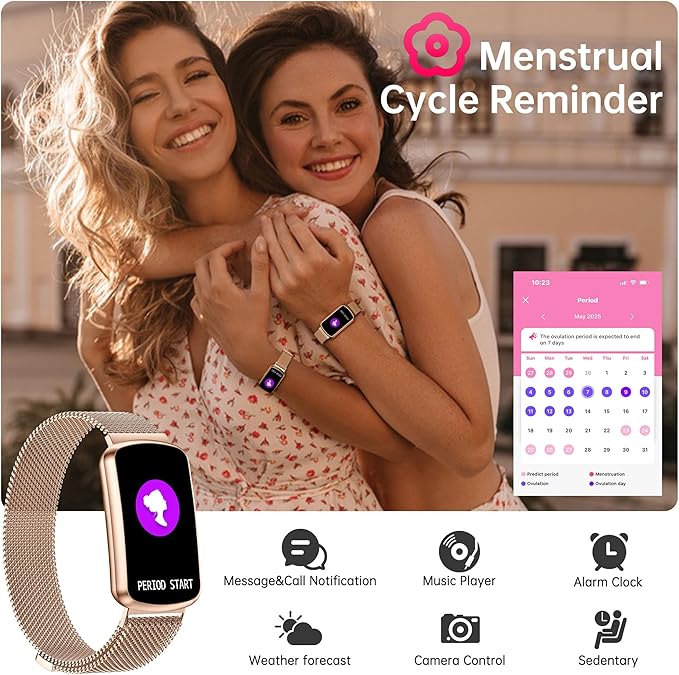 Health Fitness Tracker with 24/7 Heart Rate, Smart Watch with Blood Pressure and Blood Oxygen Monitor, Bulit-in 120+ Sport Mode, Sleep Tracking Waterproof Activity Tracker for Women Men (Pink Gold)