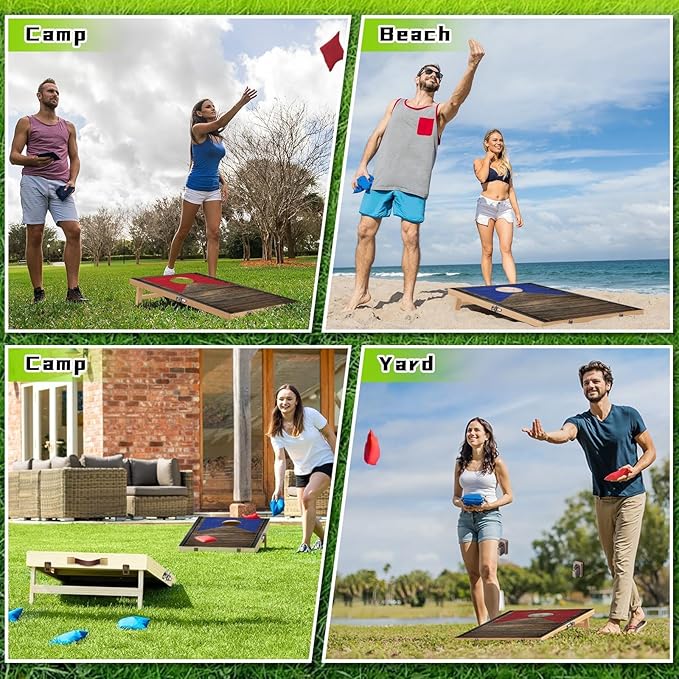Portable Cornhole Board Set with Bean Bags 2 ft x 1 ft or 3 ft x2 ft or 10.16 * 5.04 Inch Foldable Corn Hole Games for Adults and Kids Indoor or Outdoor Corn Hole Toss Games Backyard Tarvel