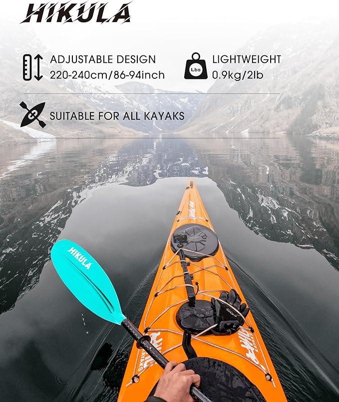 Adjustable Kayak Paddle with Carbon Shaft and PP Blade Available in 220-230/220-240/230-250cm Floating Lightweight Kayak Oars with Original Pattern