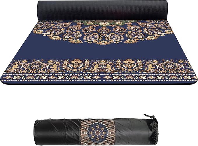 nuveti TPE Large Yoga Mat Non-Slip Exercise Fitness Mat with Carry Bag Extra Wide Yoga Mats for Women 72"x32" Extra Thick 6mm for Home, Pilates and Floor Exercises Workout Mats