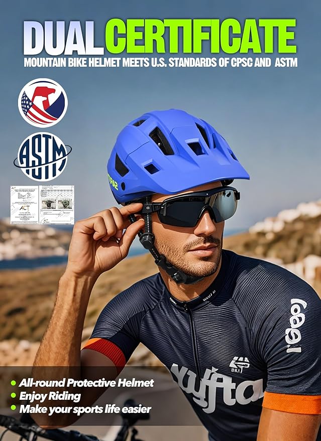 Mountain Bike Helmet for Adults & Youth Lightweight Impact-Resistant with Adjustable Dial & Removable Visor Unisex Helmet for Mountain Biking Bicycle Clcying