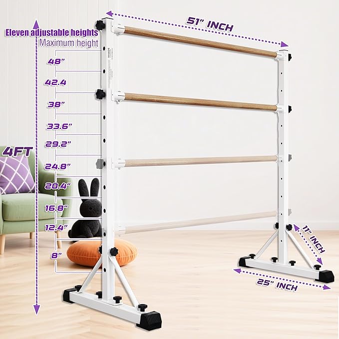 Adjustable Ballet Barre,Portable Dance bar,Fitness Equipment for Dance & Balance Excercise,Super Sturdy for Balance Workout,Weight Limit 250 LBS
