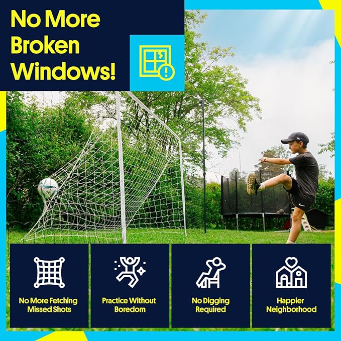 Soccer Goals & Soccer Backstop Net with Rebounder - All-in-One Backyard Net - Sports & Outdoors Soccer Goal for Volley, Passing, Solo Training