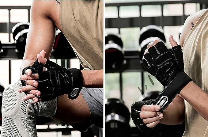 Workout Gloves, Gym Gloves for Men, Wrist Wraps Lifting Wrist Wraps Gloves for Working Out, Hand Out Gloves Fitness Gloves Full Palm Protection