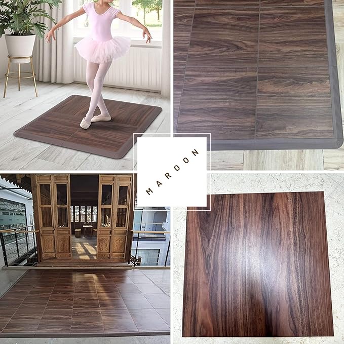 Dance Floor Tiles, Interlocking Dance Floor Tiles for Ballet, Tap, Jazz, and Irish Dance | Portable Dance Floor Tiles for Indoor Dance Flooring